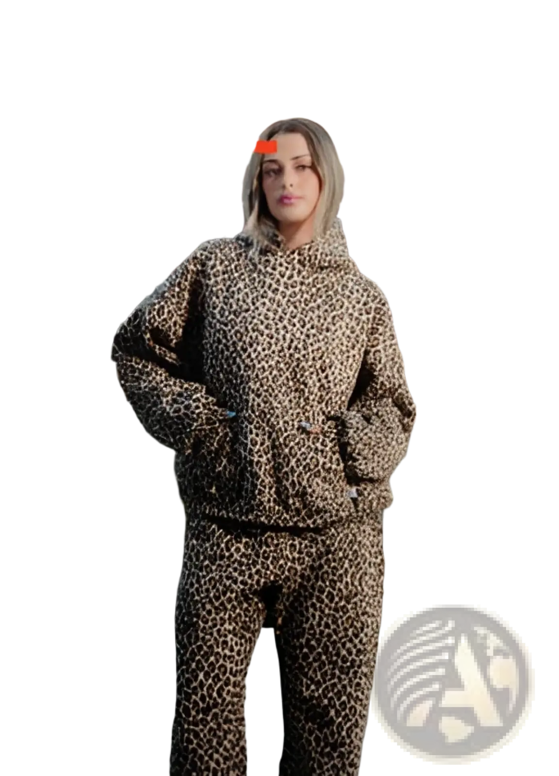 Oversized American Vintage Leopard Print Hoodie and Pants Set