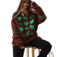 Oversized Heart Pattern Graphic Sweatshirt