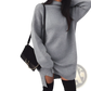 Oversized High Neck Knit Sweater Dress with Side Slits
