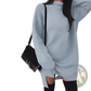 Oversized High Neck Knit Sweater Dress with Side Slits
