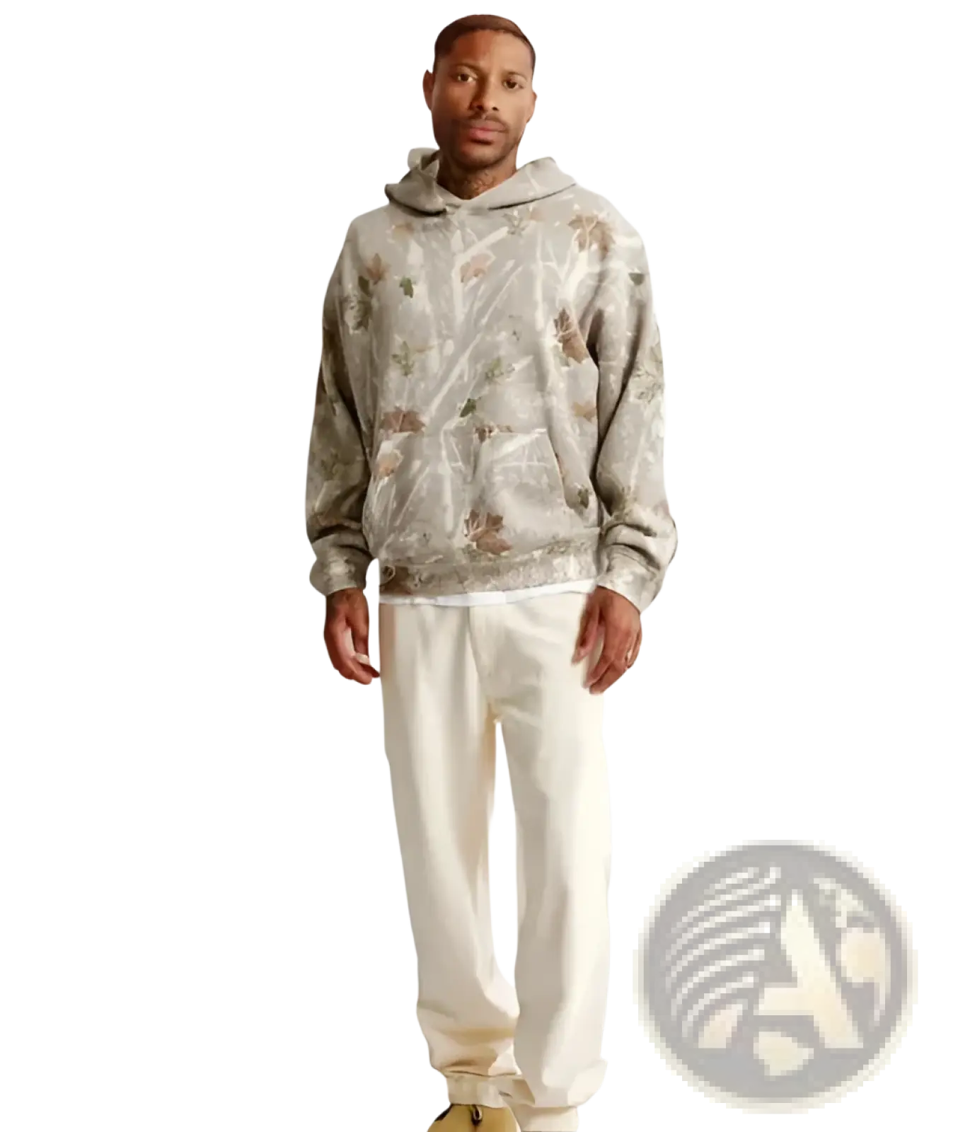 Oversized Leafy Camouflage Lantern Sleeve Hoodie