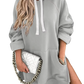 Oversized Mid Length Hooded Sweatshirt Dress with Pockets