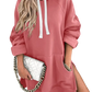 Oversized Mid Length Hooded Sweatshirt Dress with Pockets