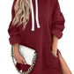 Oversized Mid Length Hooded Sweatshirt Dress with Pockets