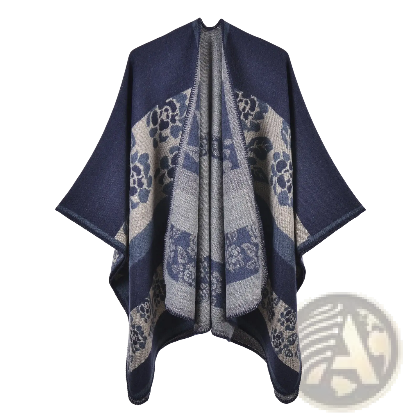 Oversized Plaid Woolen Cape Geometric Travel Shawl
