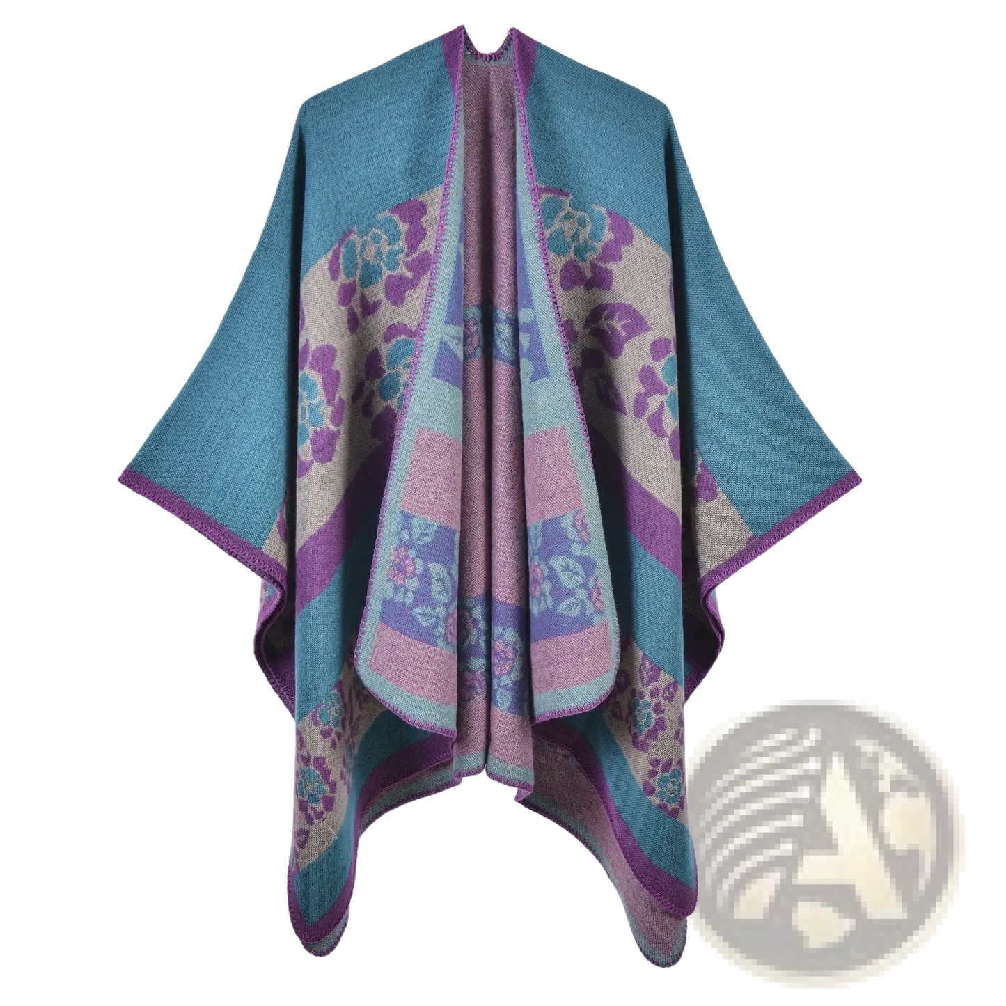 Oversized Plaid Woolen Cape Geometric Travel Shawl