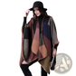 Oversized Plaid Woolen Cape Geometric Travel Shawl
