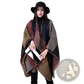 Oversized Plaid Woolen Cape Geometric Travel Shawl