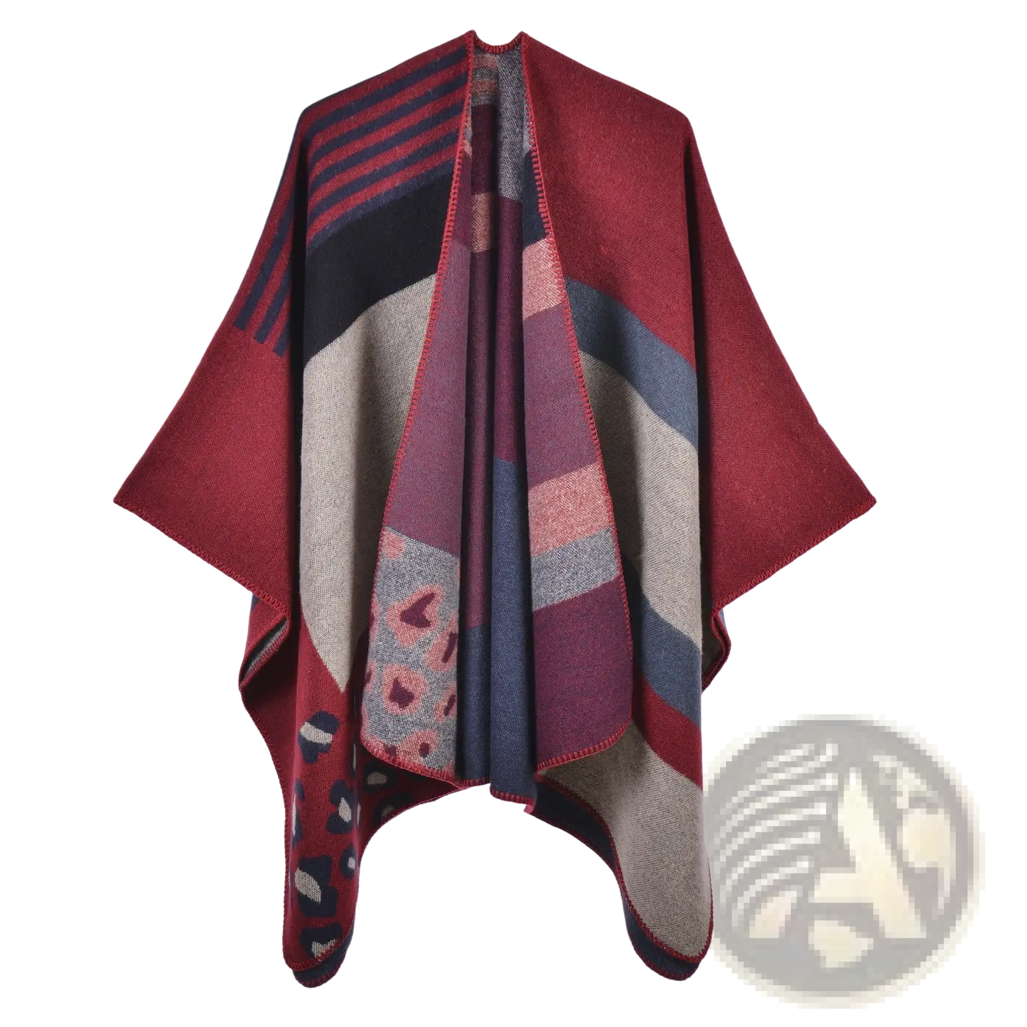 Oversized Plaid Woolen Cape Geometric Travel Shawl