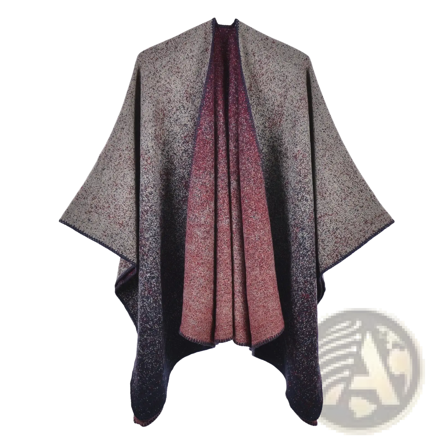 Oversized Plaid Woolen Cape Geometric Travel Shawl