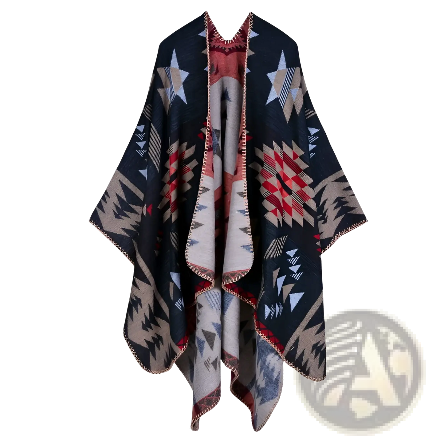 Oversized Plaid Woolen Cape Geometric Travel Shawl