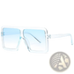 Oversized Square Translucent Uv400 Fashion Sunglasses