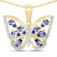 1.75 Carat Genuine Tanzanite and White Zircon .925 Sterling Silver Pendant