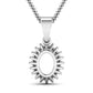 0.13 Carat Genuine White Diamond 14K White Gold Semi Mount Pendant - holds 8x6mm Oval Gemstone