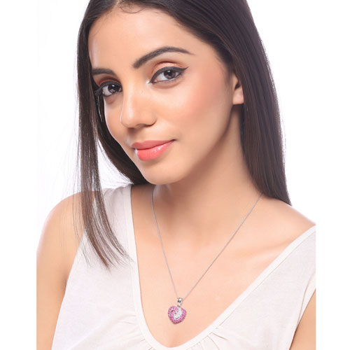 2.65 Carat Genuine Ruby and White Sapphire .925 Sterling Silver Pendant