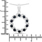 1.30 Carat Genuine Blue Sapphire and White Topaz .925 Sterling Silver Pendant