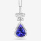 5.54 Carat Genuine Tanzanite and White Diamond 18K White Gold Pendant