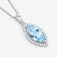 2.55 Carat Genuine Aquamarine and White Diamond 14K White Gold Pendant