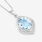 3.82 Carat Genuine Aquamarine and White Diamond 14K White Gold Pendant