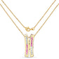 14K Yellow Gold Plated 1.08 Carat Genuine Pink Sapphire and White Sapphire .925 Sterling Silver Pendant