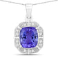 2.52 Carat Genuine Tanzanite and White Diamond 14K White Gold Pendant