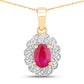 0.95 Carat Genuine Ruby and White Diamond 10K Yellow Gold Pendant