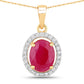 2.51 Carat Genuine Ruby and White Diamond 10K Yellow Gold Pendant
