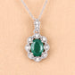 0.79 Carat Genuine Zambian Emerald and White Diamond 10K White Gold Pendant