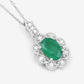 0.79 Carat Genuine Zambian Emerald and White Diamond 10K White Gold Pendant