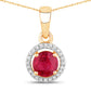 0.62 Carat Genuine Ruby and White Diamond 14K Yellow Gold Pendant