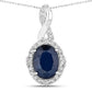 1.72 Carat Genuine Blue Sapphire and White Diamond 14K White Gold Pendant