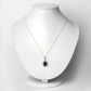 3.38 Carat Genuine Blue Sapphire and White Diamond 14K Yellow Gold Pendant