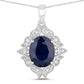 6.44 Carat Genuine Blue Sapphire and White Diamond 14K White Gold Pendant