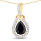 1.48 Carat Genuine Blue Sapphire and White Diamond 14K Yellow Gold Pendant