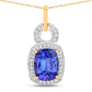 2.23 Carat Genuine Tanzanite and White Diamond 14K Yellow Gold Pendant