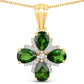 2.70 Carat Genuine Chrome Diopside and White Topaz .925 Sterling Silver Pendant