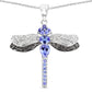 1.93 Carat Genuine Tanzanite and White Topaz .925 Sterling Silver Pendant
