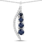 0.40 Carat Genuine Blue Sapphire and White Diamond 14K White Gold Pendant