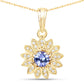 0.31 Carat Genuine Tanzanite and White Diamond 14K Yellow Gold Pendant