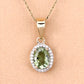 1.27 Carat Genuine Green Tourmaline and White Diamond 14K Yellow Gold Pendant