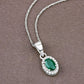 0.81 Carat Genuine Zambian Emerald and White Diamond 14K White Gold Pendant