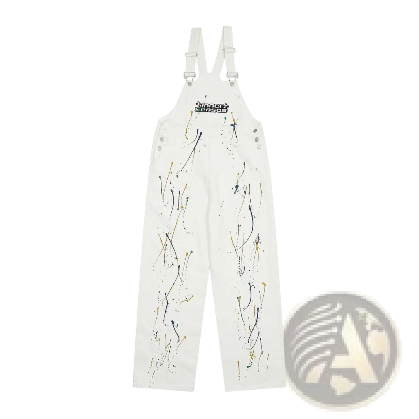 Paint Splatter Logo Denim Overalls