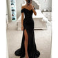 Off the Shoulder Sequin Split Mermaid Gown