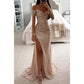 Off the Shoulder Sequin Split Mermaid Gown