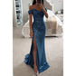 Off the Shoulder Sequin Split Mermaid Gown