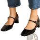 Patent Leather Mary Jane Block Heel Square Toe Shoes