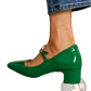 Patent Leather Mary Jane Block Heel Square Toe Shoes