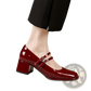 Patent Leather Mary Jane Double Strap Block Heels
