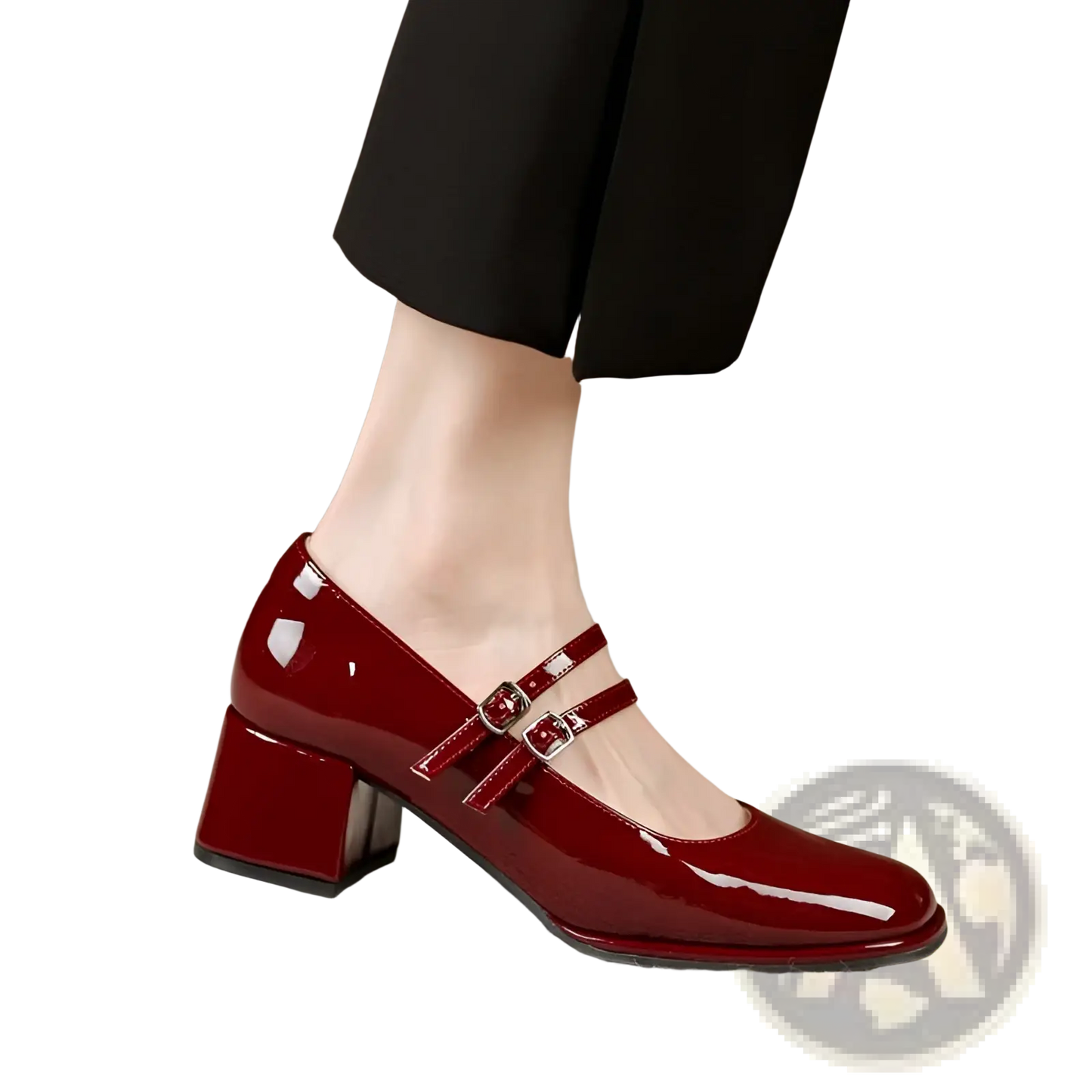 Patent Leather Mary Jane Double Strap Block Heels