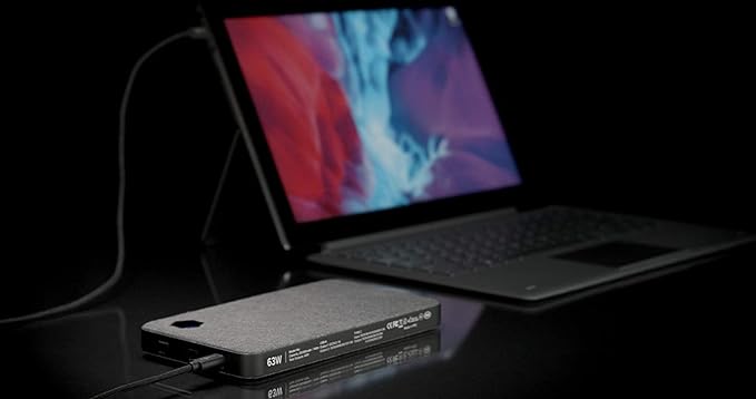 EINOVA लैपटॉप पावर बैंक | अल्ट्रा-फास्ट 20,000mAh स्लिम बैटरी पैक गुलाबी रंग में - USB C + USB A, 63W आउटपुट | एक साथ 3 डिवाइस चार्ज करें- फोन, टैबलेट, लैपटॉप, 3 फीट केबल शामिल (ग्रे)